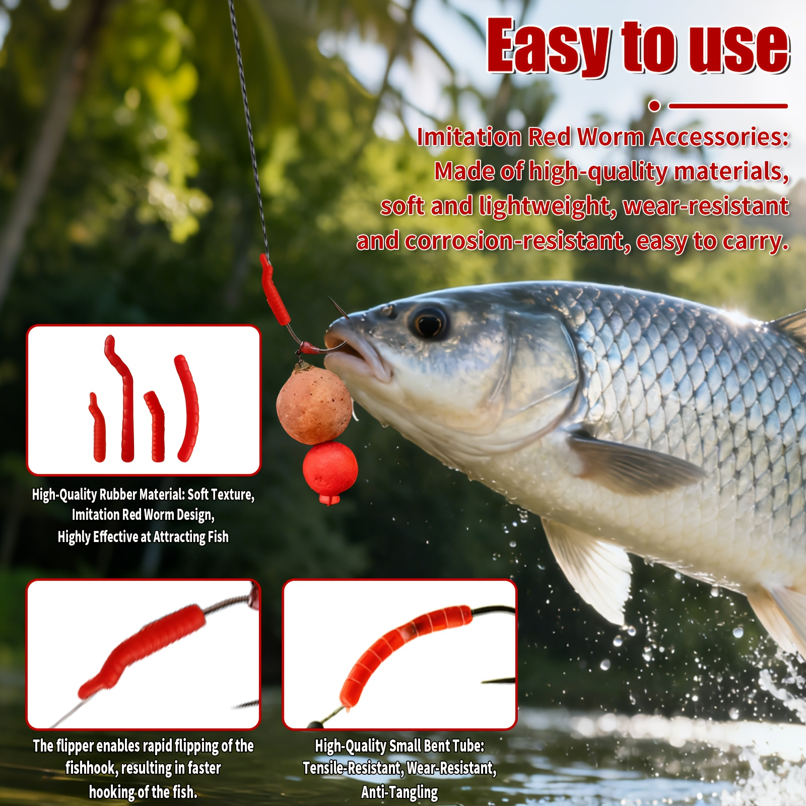 Red Artificial Bloodworm Hook  - Aglaonema Red review and price