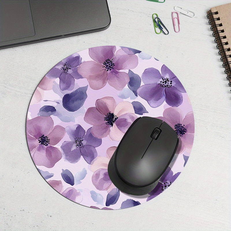 1pc Purple Floral Round Mouse  - Tradescantia Purple review and price