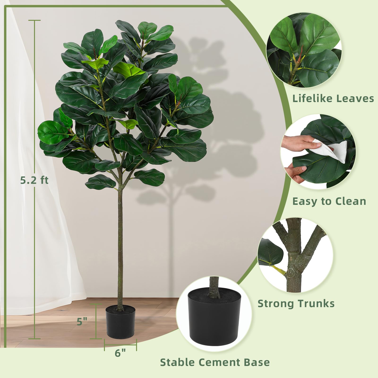 GlowSol 5.2 Ft Artificial Fidd - Ficus Lyrata Tree review and price