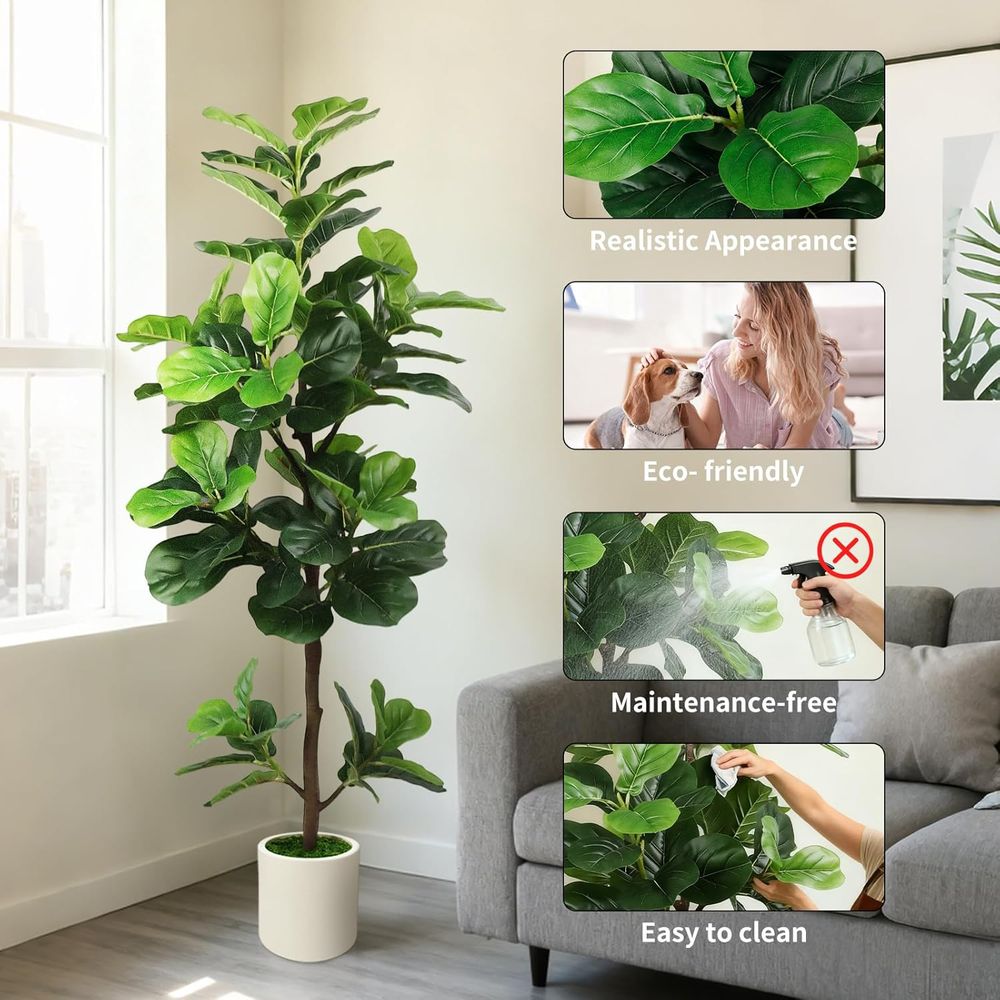 5-Foot Artificial Fiddle Leaf  - Ficus Lyrata Tree review and price