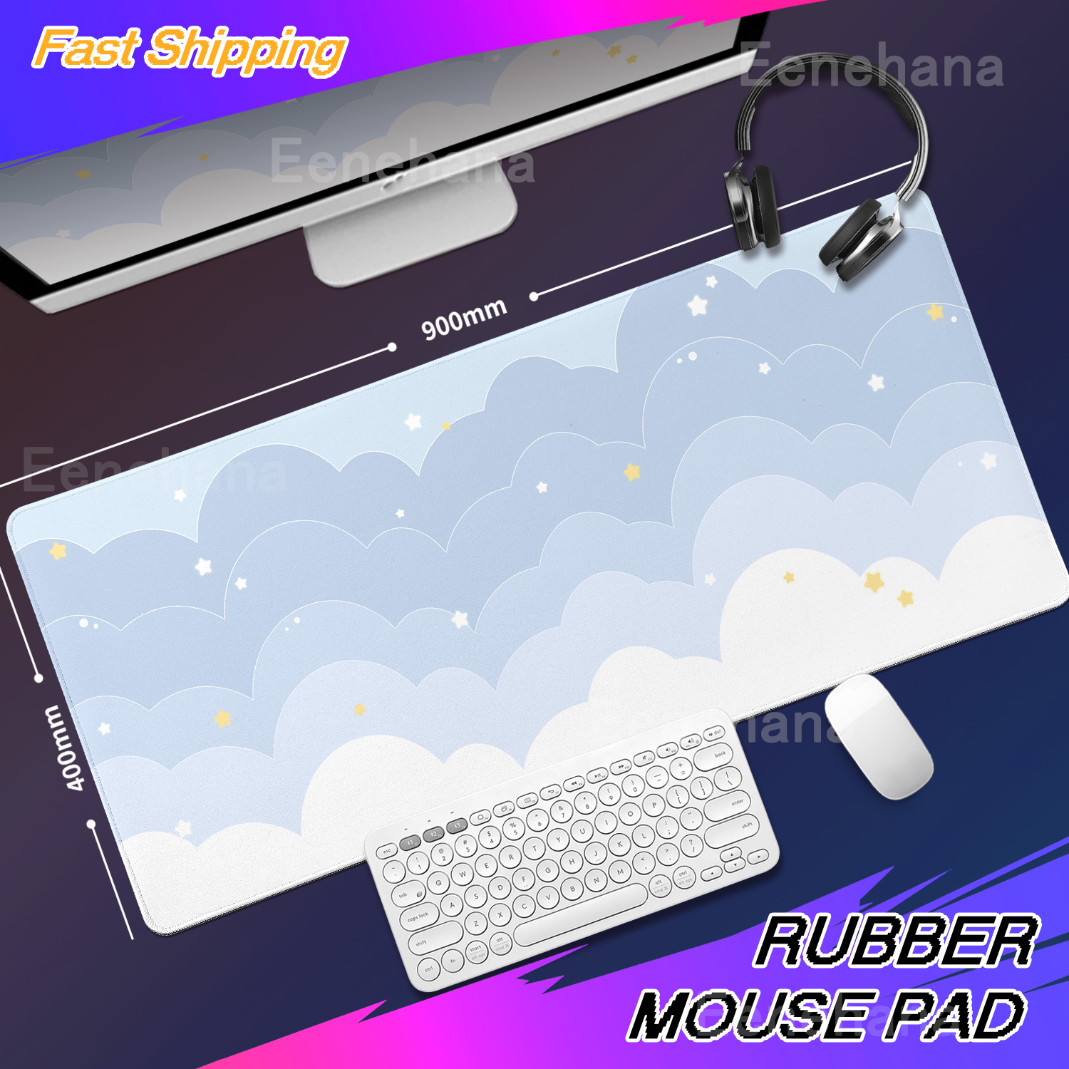 Light Blue Pink Clouds Desk Ma - Tradescantia Purple review and price