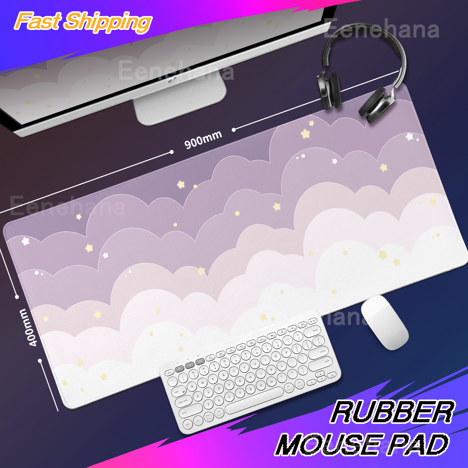 Light Blue Pink Clouds Desk Ma - Tradescantia Purple review and price