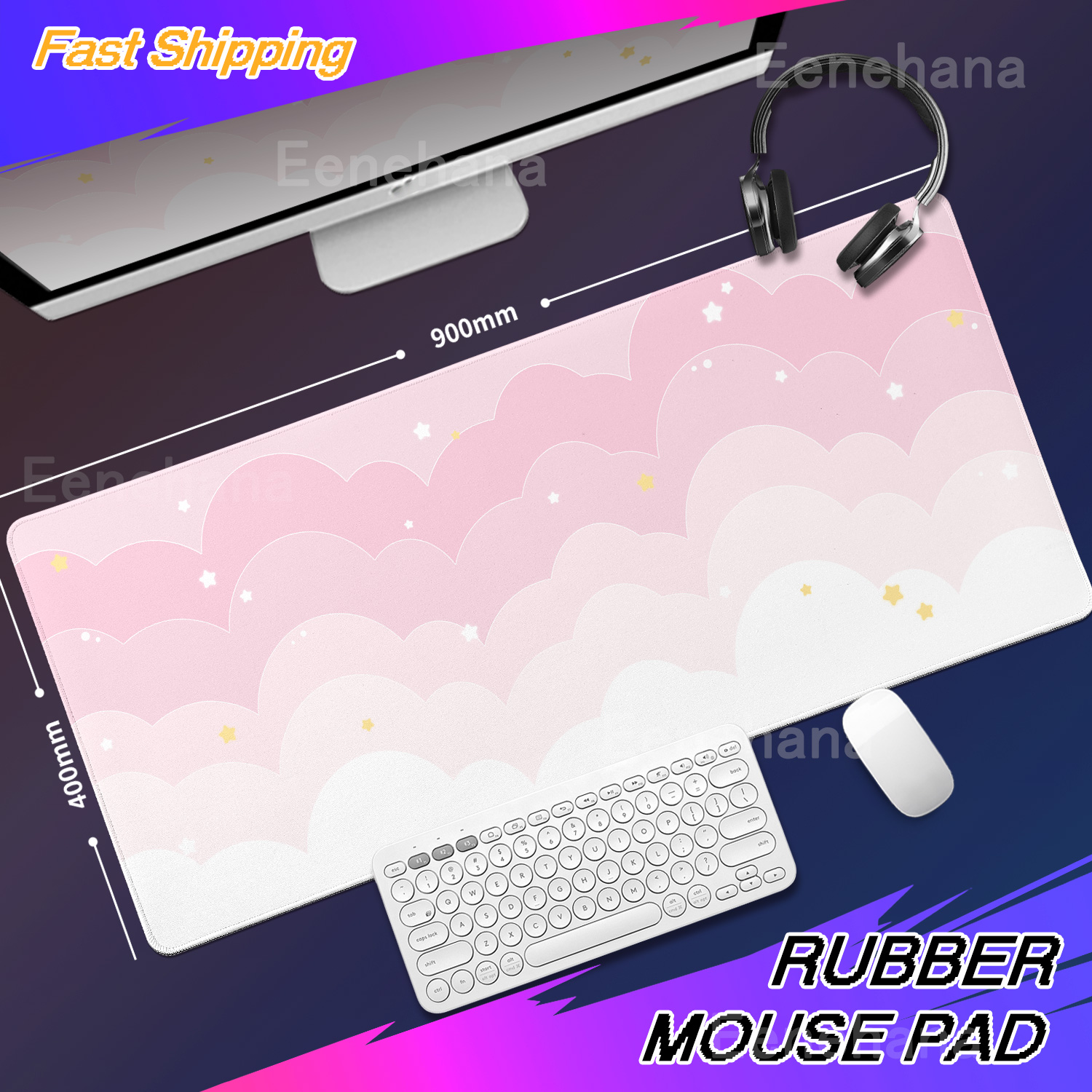 Light Blue Pink Clouds Desk Ma - Tradescantia Purple review and price